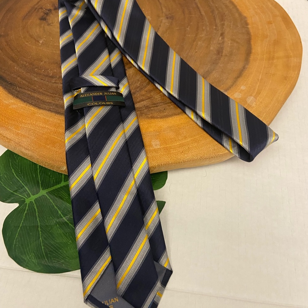 Alexander Julian Colours Striped Handmade Silk Tie - Picture 4 of 9
